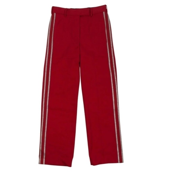 ADAPTATION Red Wool Metallic Side Striped Tailored Trousers Pants Size 24 NWOT - Picture 16 of 16